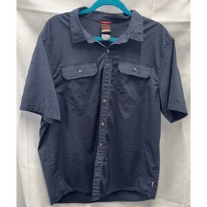 Gerry‎ Dark Blue Woven Camp Shirt Men's XL Short Sleeve UV Protection Stretch